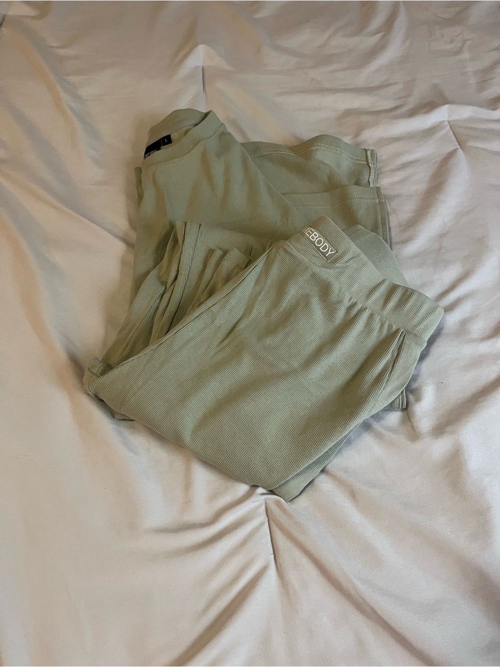 Fancy Homebody Ribbed Tunic Set in Sage Green-Large